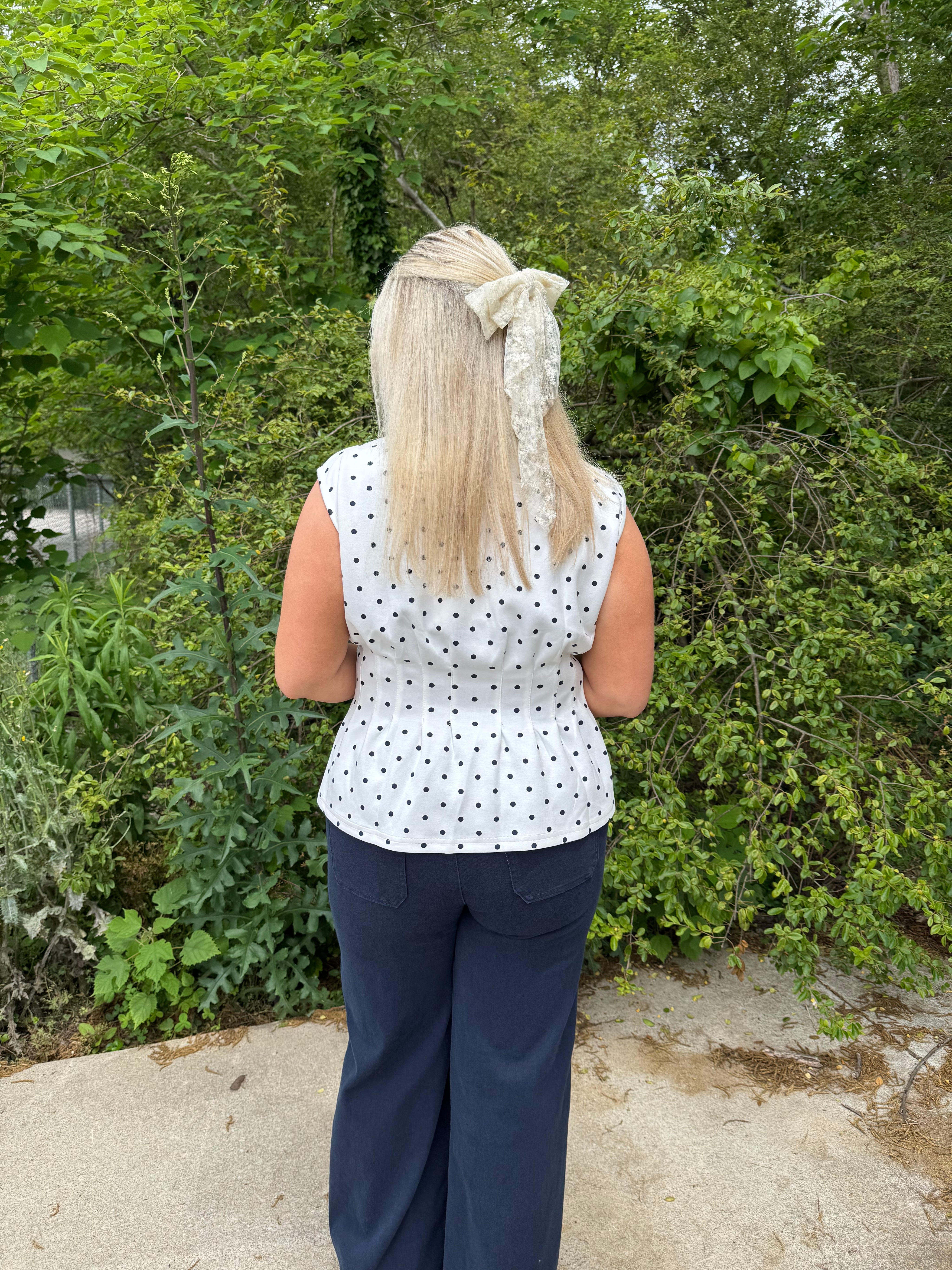 White Polka Dot Top