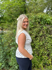 White Polka Dot Top