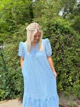 Blue Maxi Puff Sleeve Dress