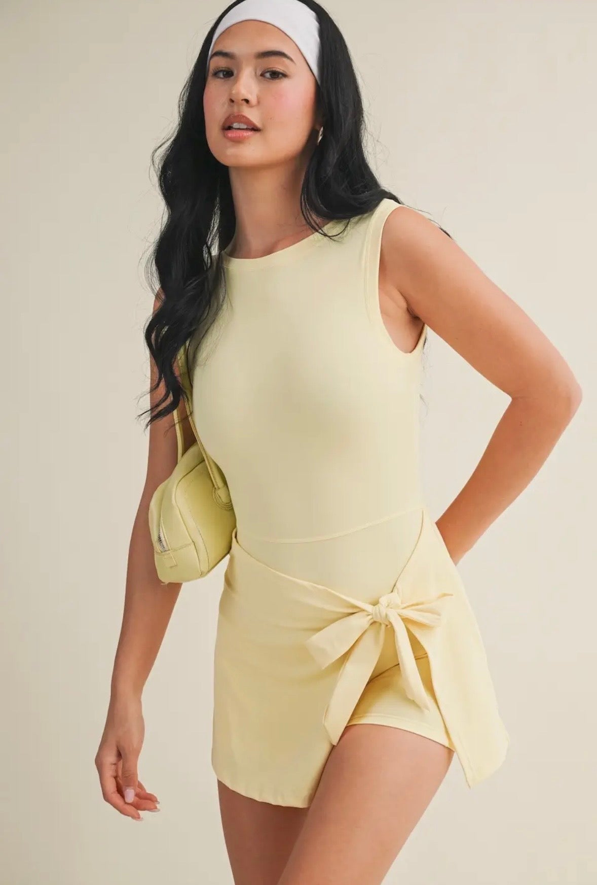 Yellow Sleeveless Wrap Tie Dress