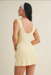 Yellow Sleeveless Wrap Tie Dress
