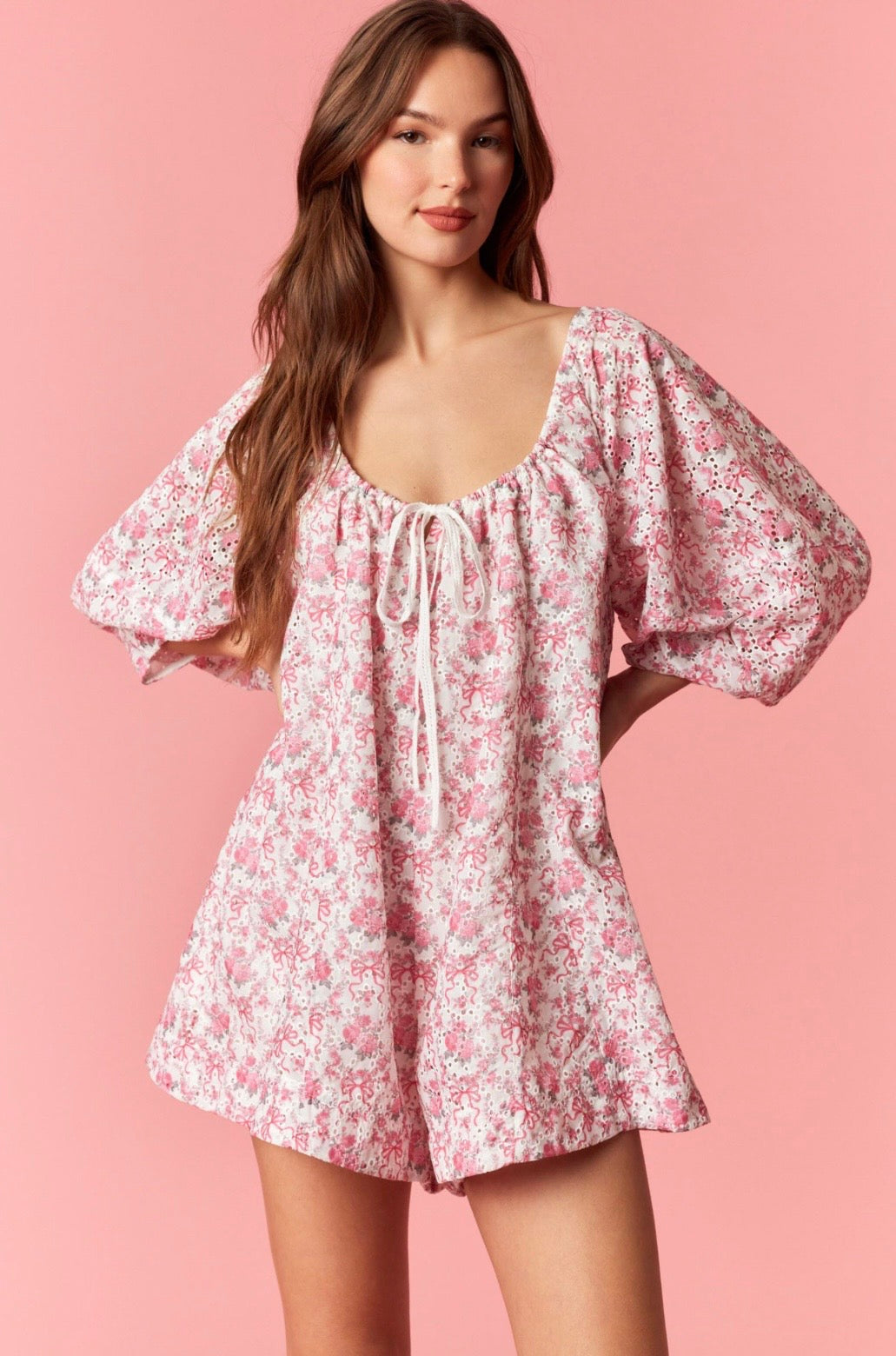 Pink Floral Romper