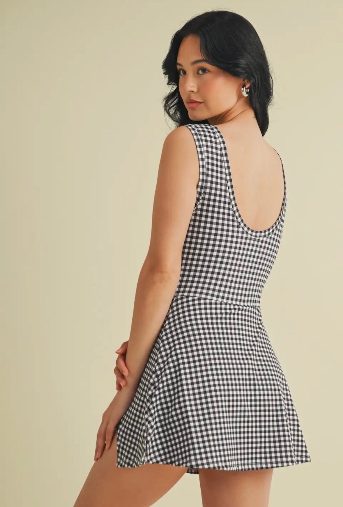 Gingham Print Sleeveless Wrap Tie front Dress