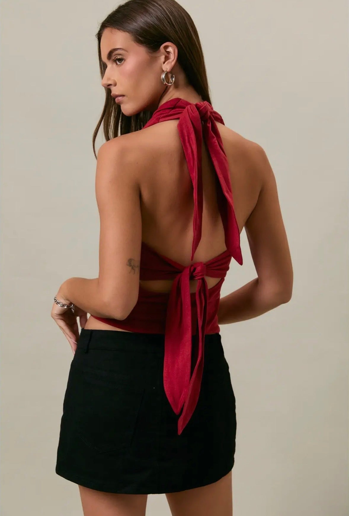 The Maroon Halter Top