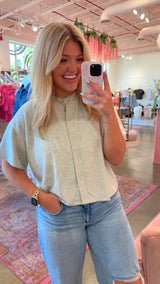 Crew Neck Button Up Knit Top