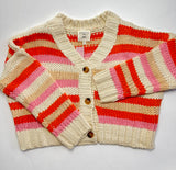 Girls Multicolor Stripe Button Cardigan