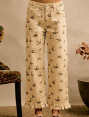 Mallard Print Ruffle Leg Pants