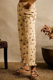 Mallard Print Ruffle Leg Pants