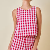 Gingham Scallop Top