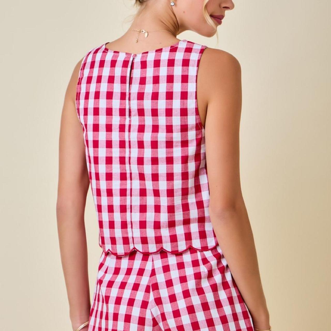 Gingham Scallop Top