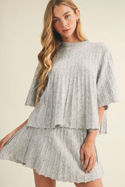 High Neck Gray Knit Top