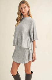 High Neck Gray Knit Top
