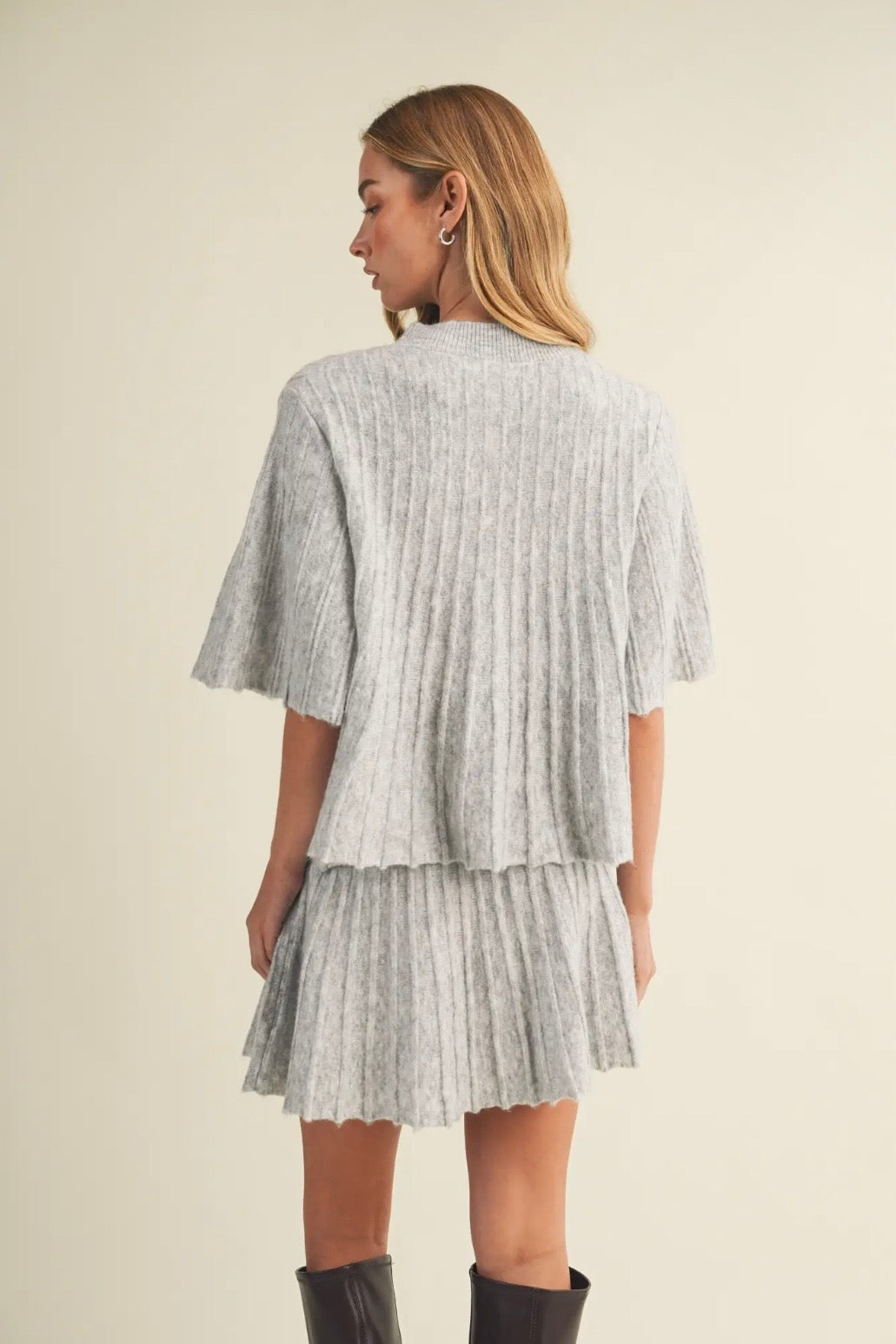 High Neck Gray Knit Top