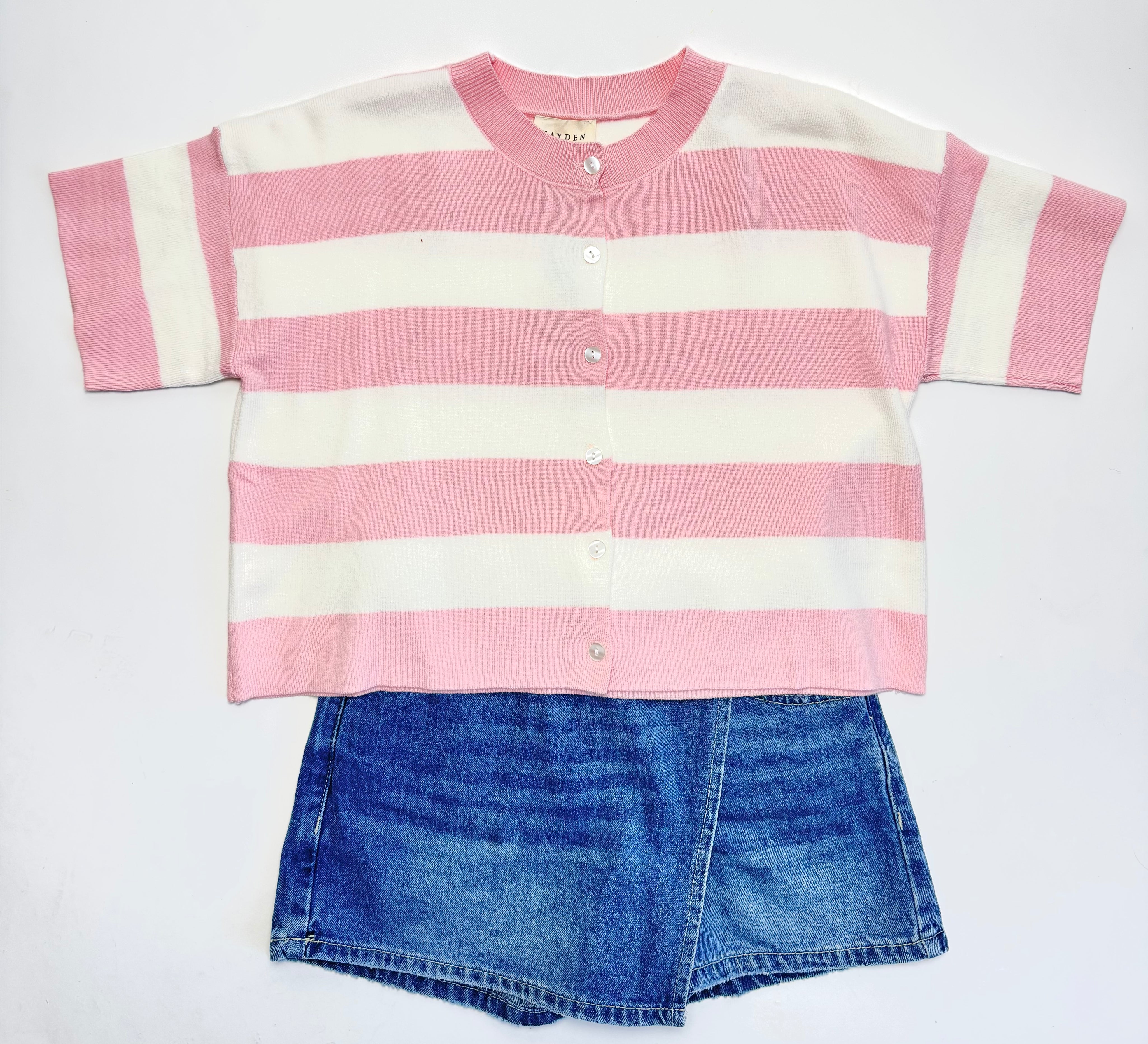 Girls Striped Button Down Top