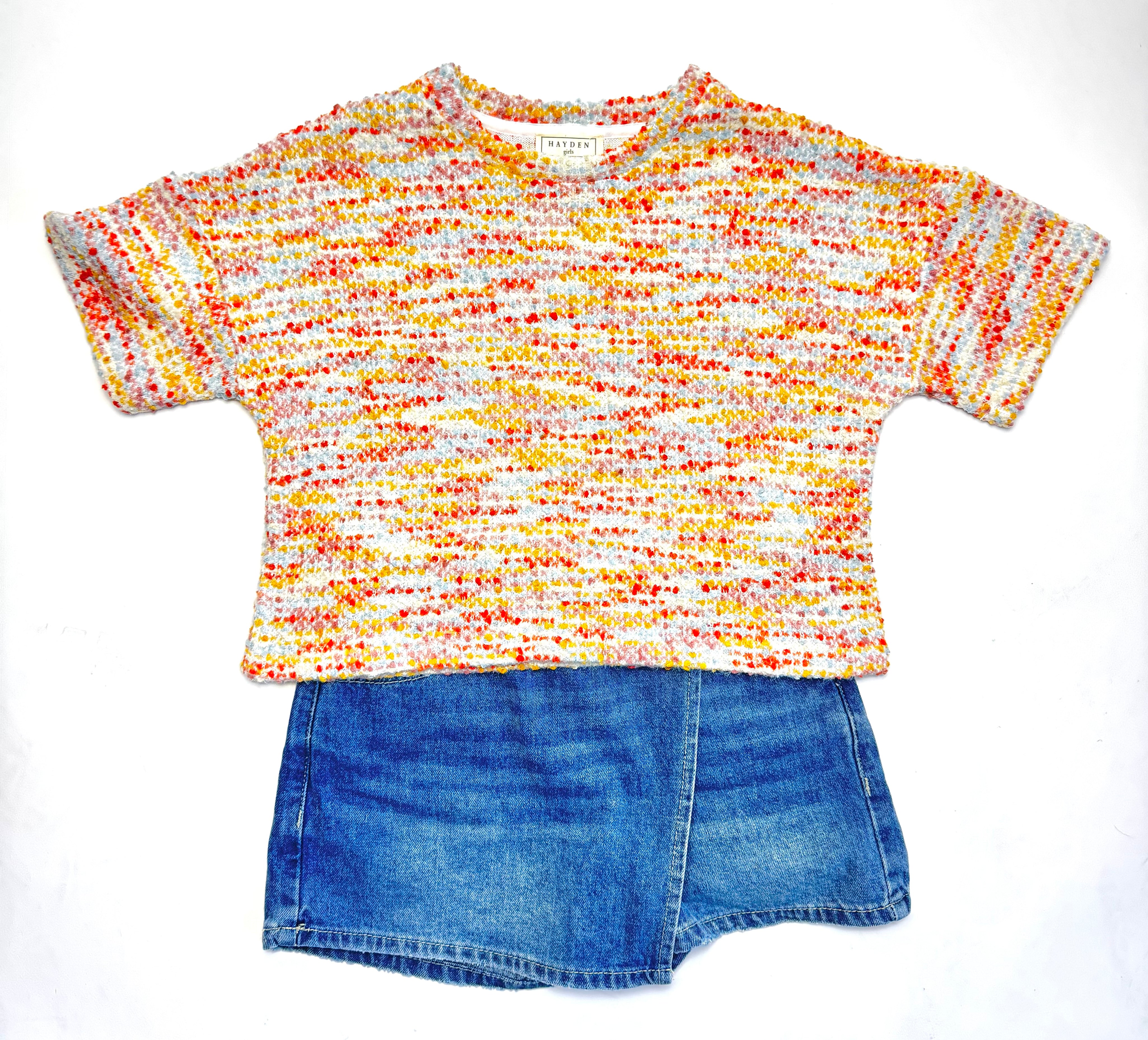 Girls Multi Color Knit Boxy Top