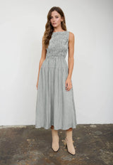 Smocked Gingham Midi Dress