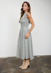 Smocked Gingham Midi Dress