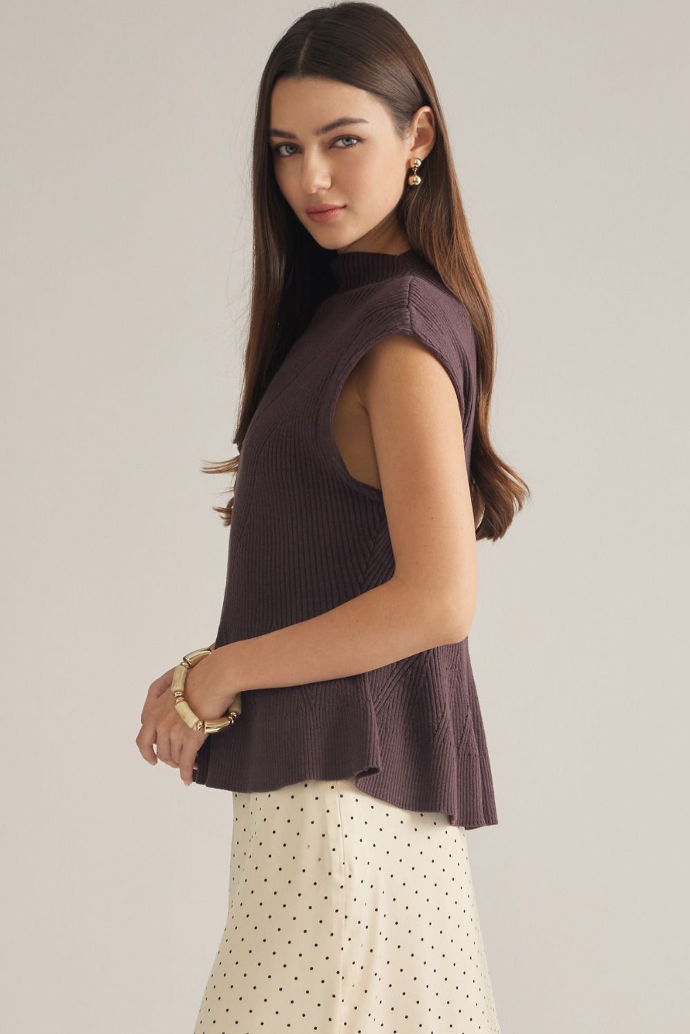 Brown Peplum Top