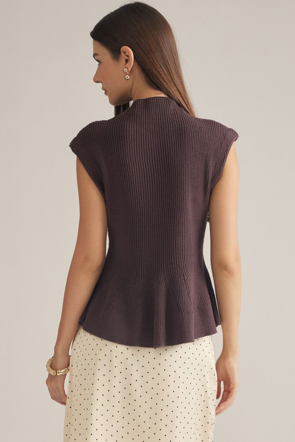Brown Peplum Top