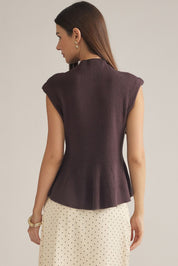 Brown Peplum Top