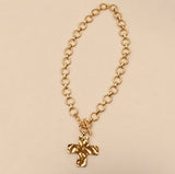 Hammered Cross Necklace-Gold