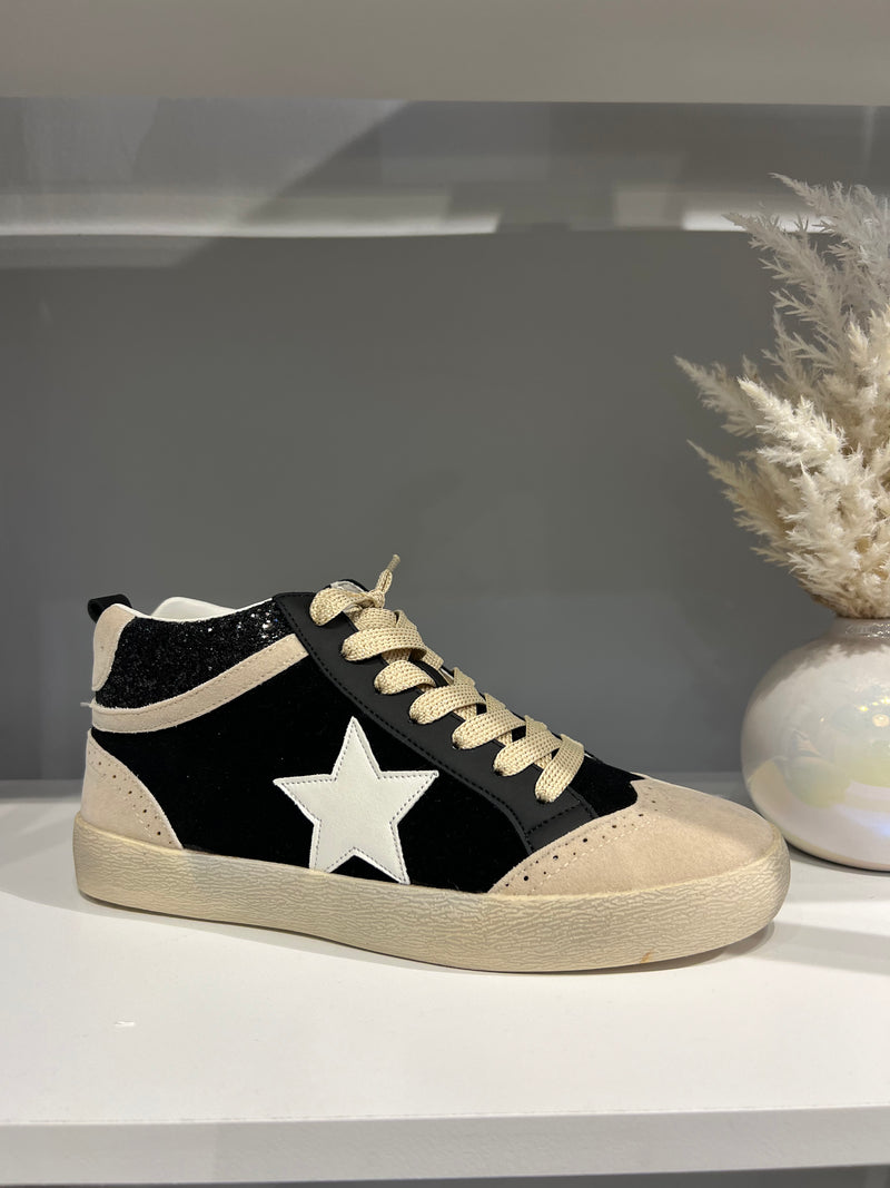 Daisy High Top Sneaker - Black and Taupe