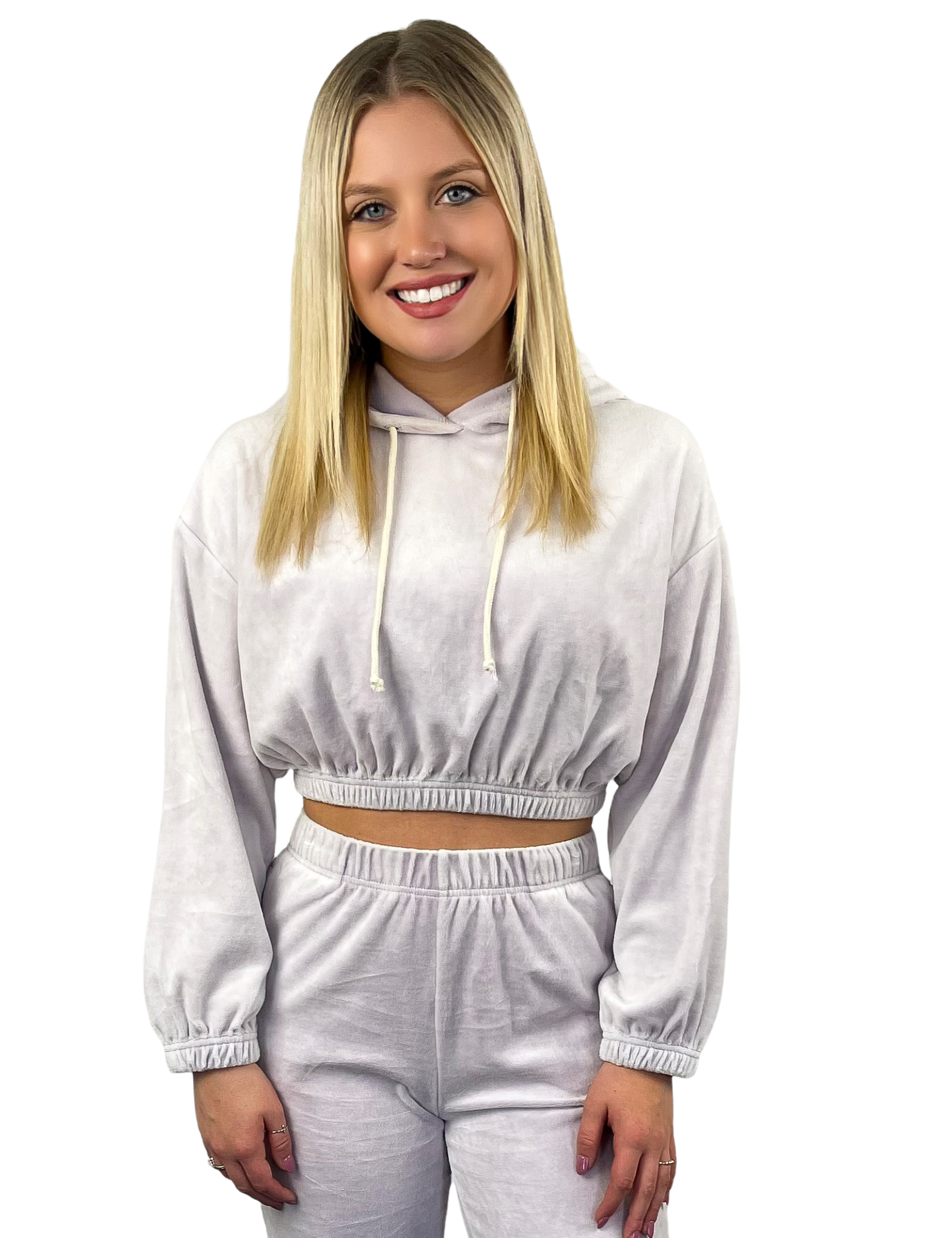 Cropped Velvet Hoodie
