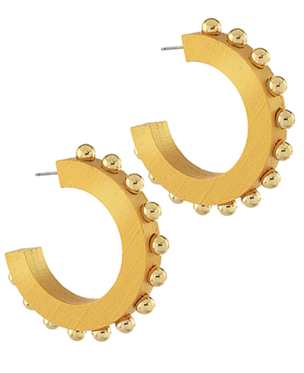 Wood Gold Platted & CCB Ball Hoops