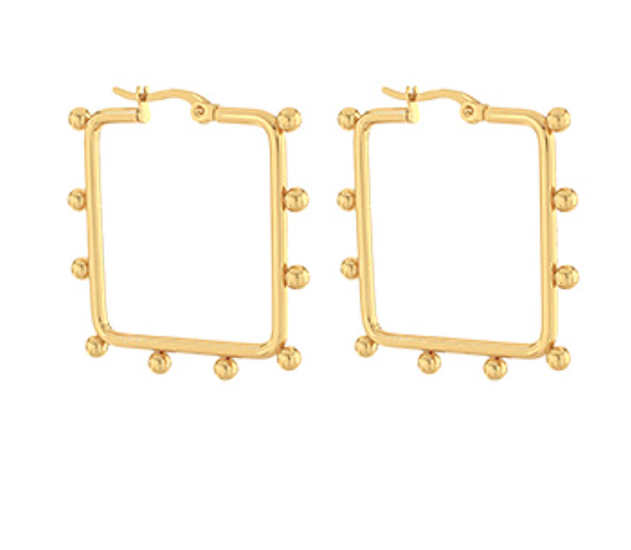 Stainless Steel Dotted Square Hoops