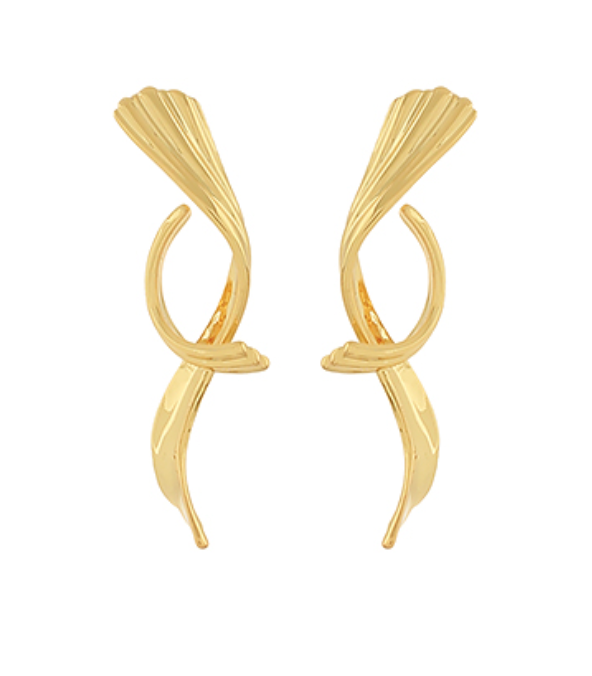 Brass Curved Organic Bar Earrings