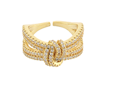 Layered & Knot Pave Crystal Ring