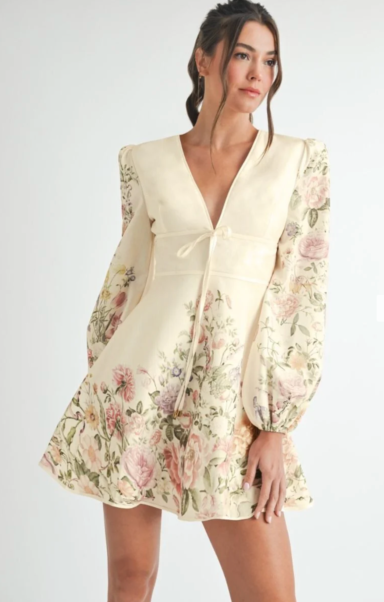 Floral Longe Sleeve Mini Dress