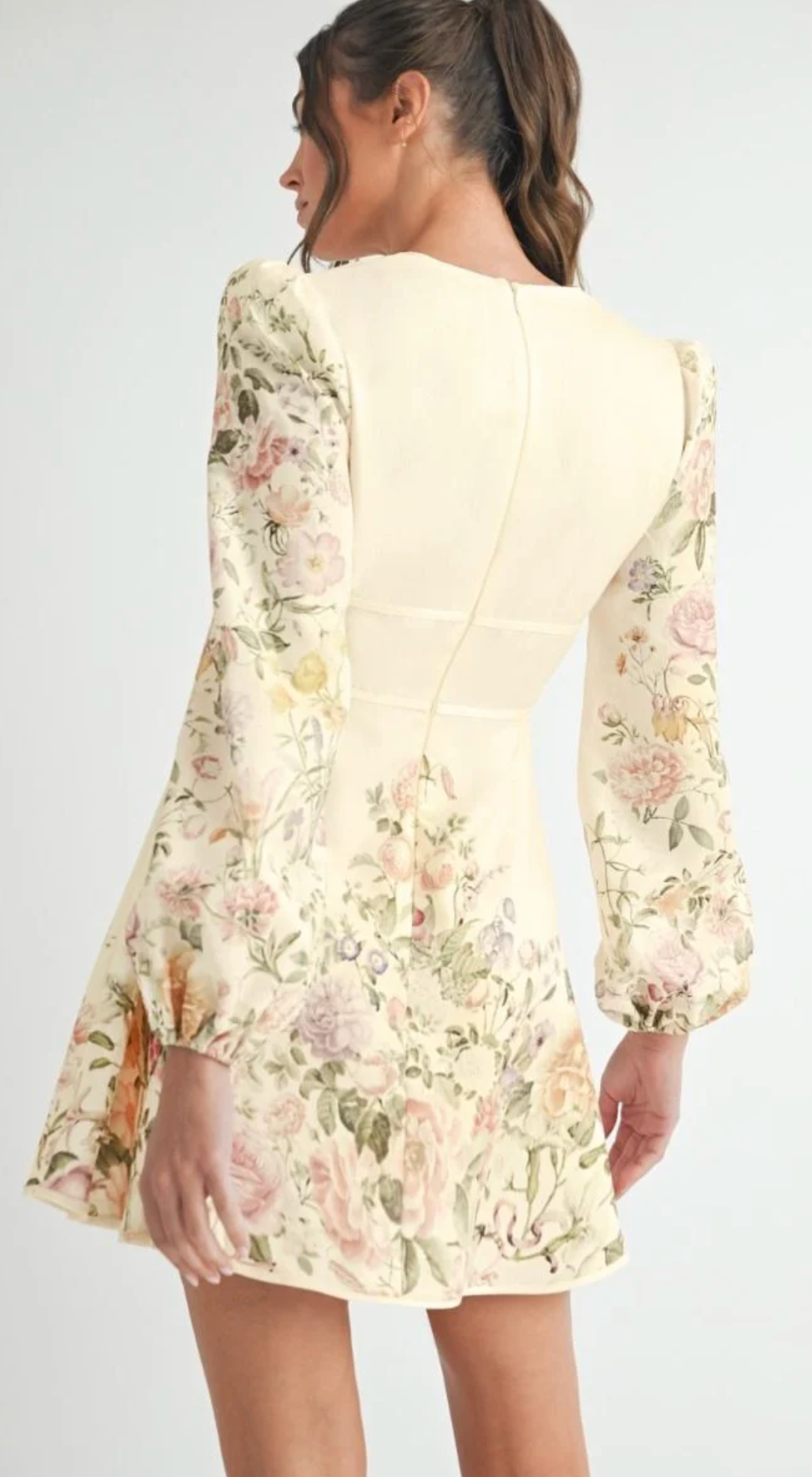 Floral Longe Sleeve Mini Dress