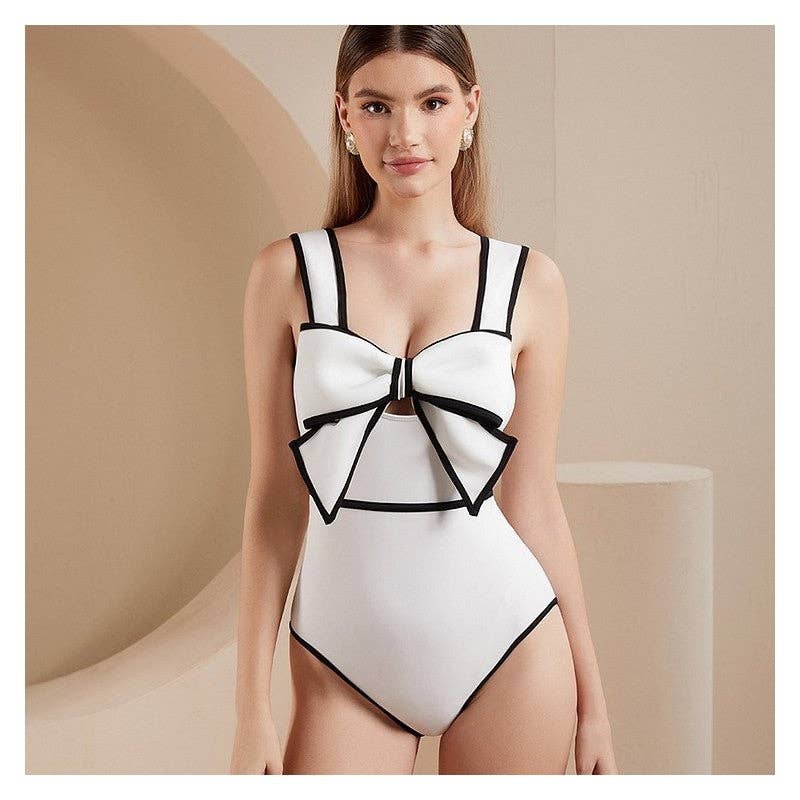 Color Block Two-Piece Swimsuit With Skirt