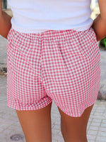 Vintage Plaid Print High Waisted Loose Wide Leg Shorts