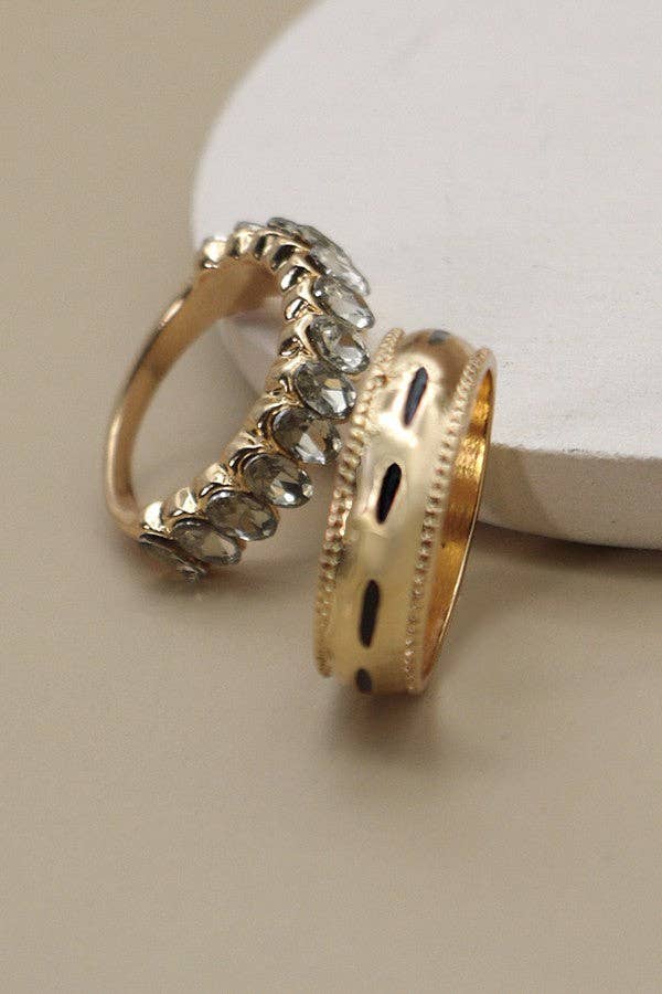 Navette Rhinestone Classic Duo Ring