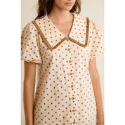 POLKA DOT PETER PAN RUFFLED COLLAR PUFF SLEEVES DRESS