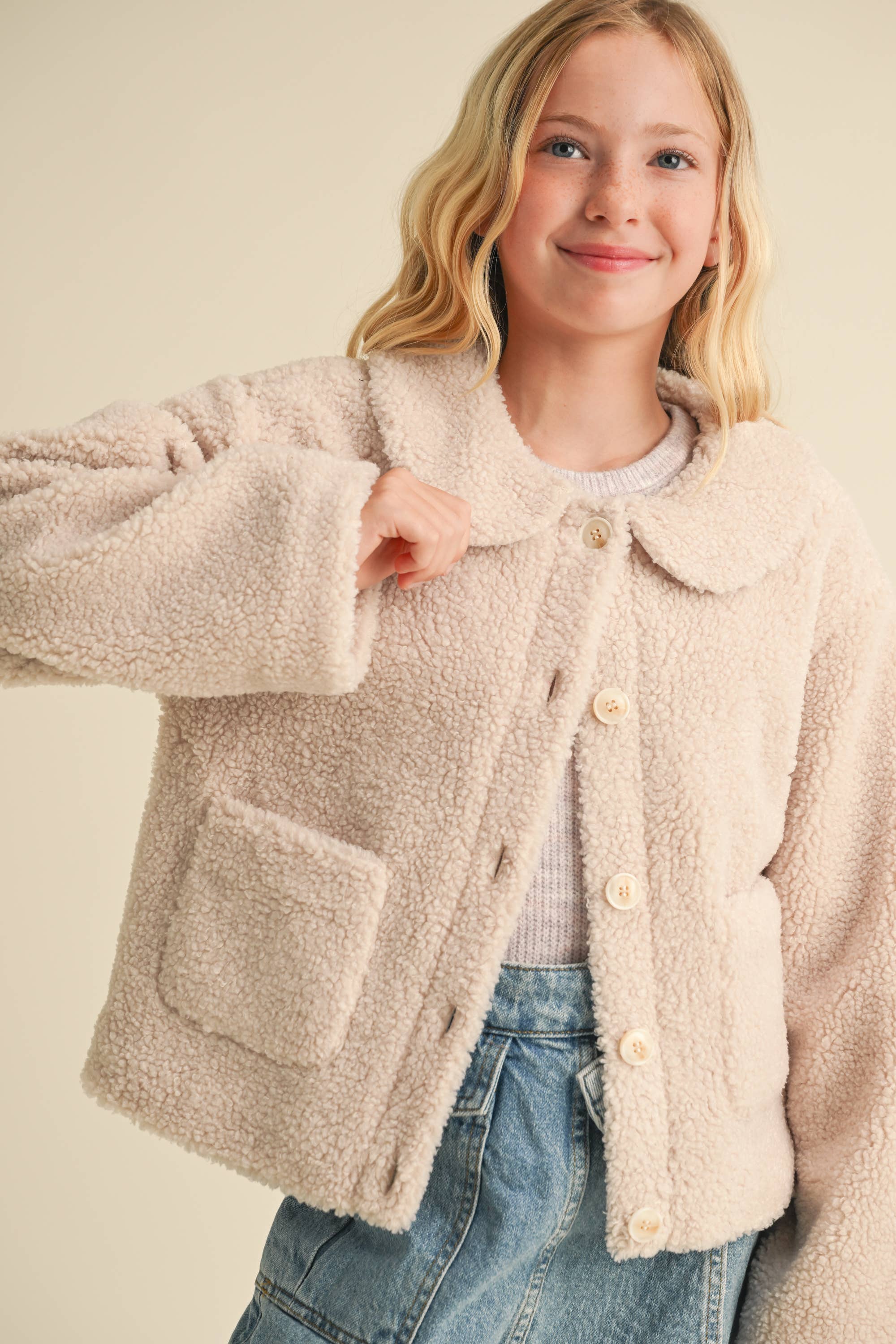 TWEEN KIDS GIRLS PETER PAN COLLAR JACKET