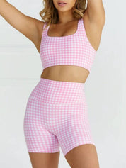 Cherry & checkered workout sports yoga bra top