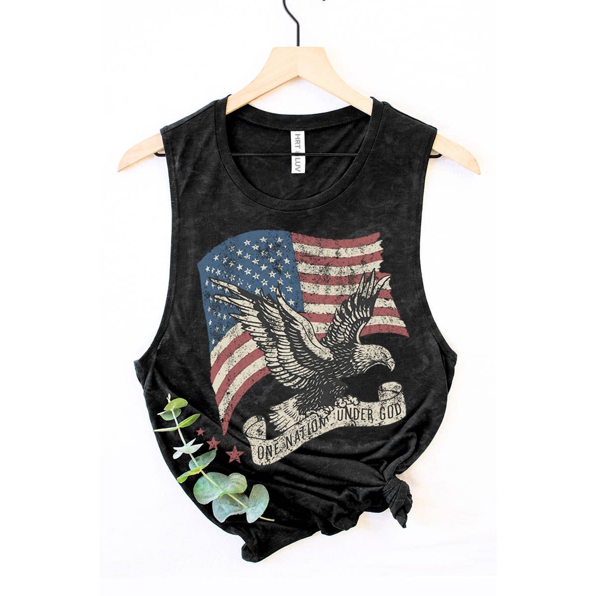 ONE NATION UNDER GOD MINERAL GRAPHIC TANK TOP