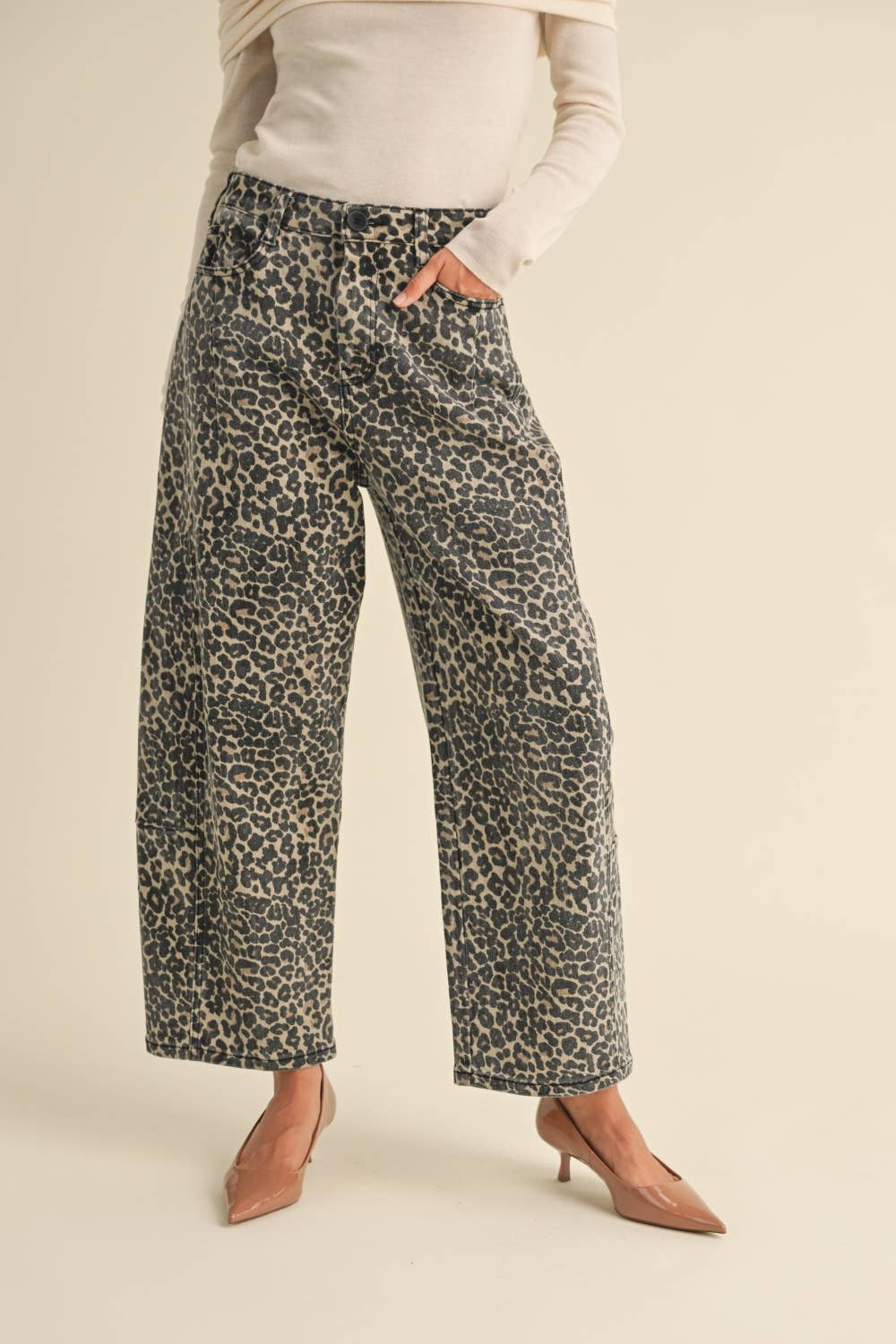 LEOPARD PRINT BARREL PANTS: LEOPARD