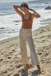 Seamless Reverse U-V Neck Tank: Camel