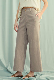 STRIPED WIDE-LEG PANTS  ESPRESSO/CREAM