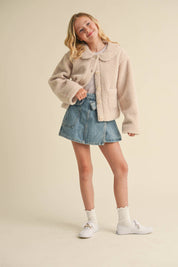 TWEEN KIDS GIRLS PETER PAN COLLAR JACKET
