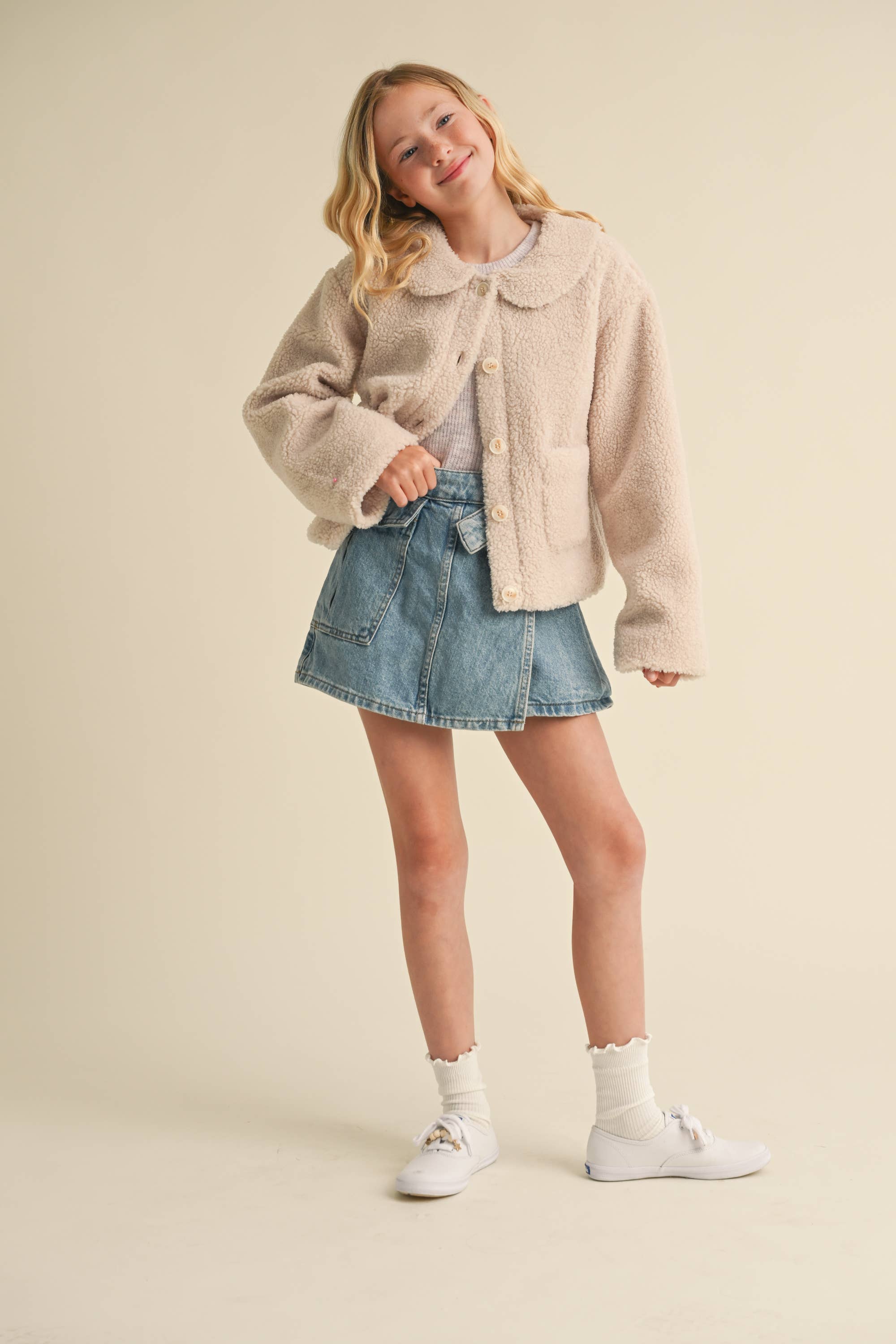 TWEEN KIDS GIRLS PETER PAN COLLAR JACKET