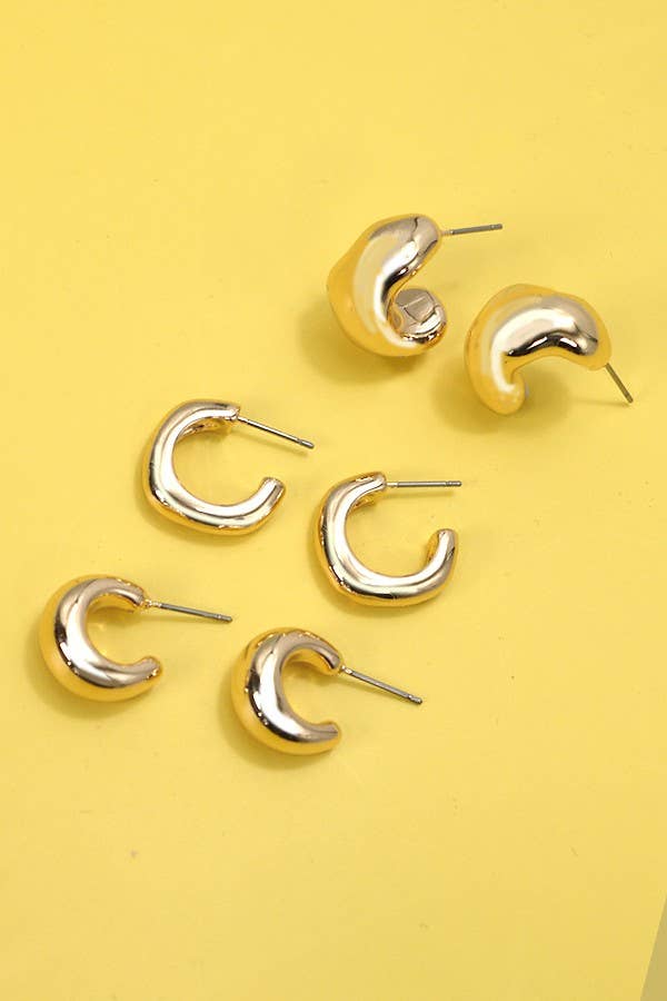 HUGGIE HOOP TRIO EARRINGS