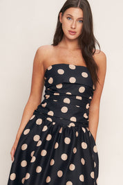 A printed woven midi dress - Black