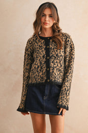 LEOPARD PRINT SWEATER CARDIGAN: LEOPARD