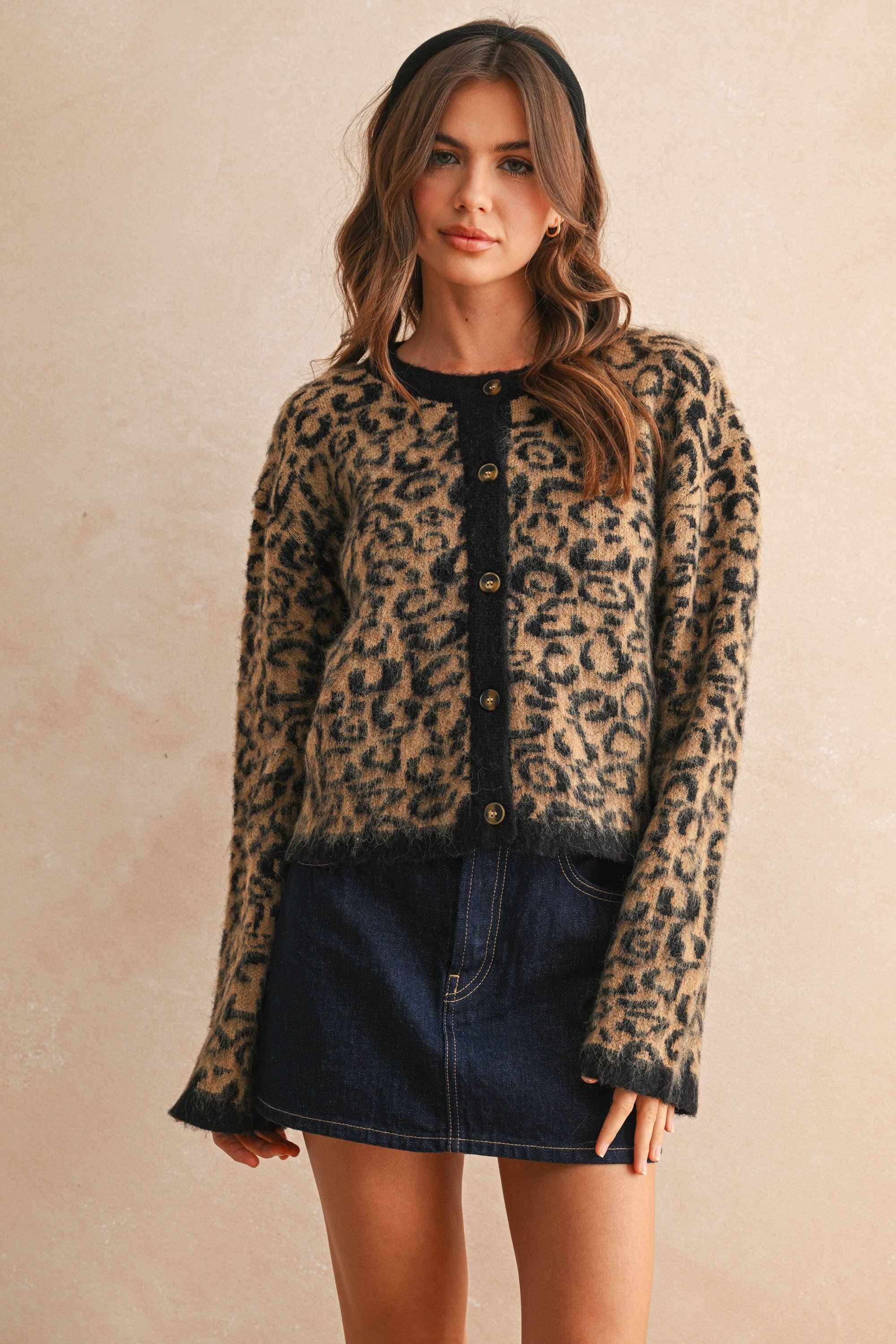 LEOPARD PRINT SWEATER CARDIGAN: LEOPARD