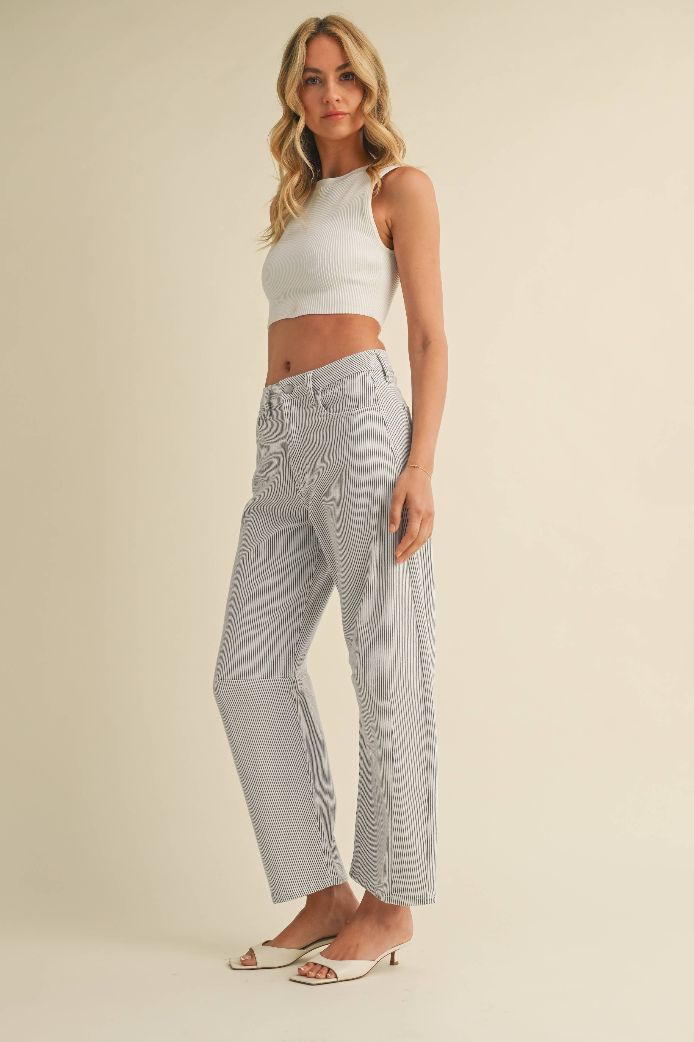 STRIPE - Barrel Jean